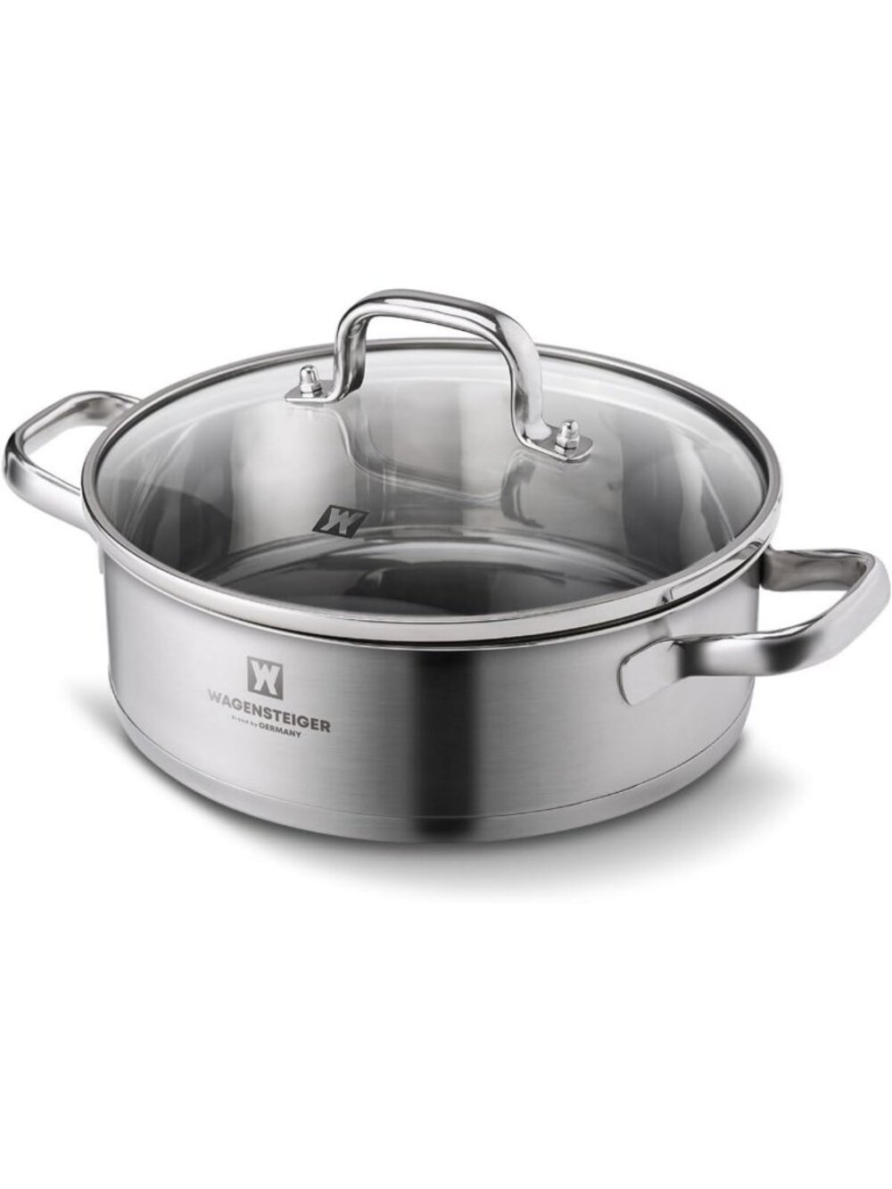 4.3Qt Stainless Steel Casserole Pot with Glass Lid, Ergonomic Handles, All